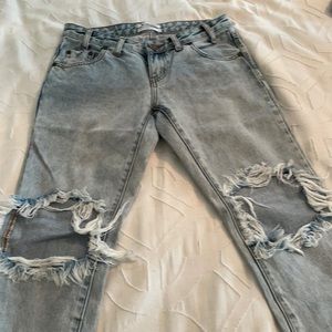 One teaspoon distressed jeans with zipper at the ankle.